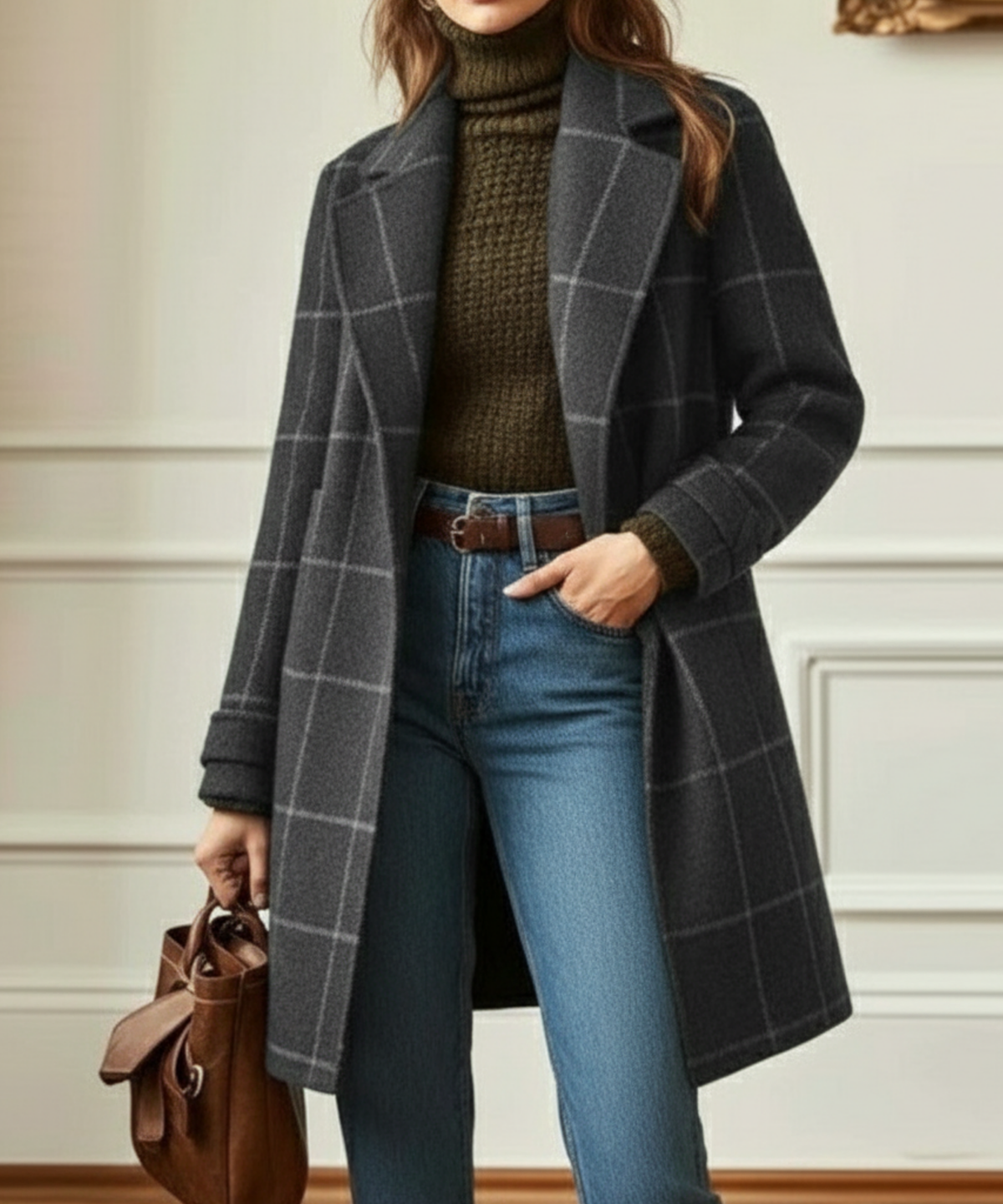 Wool Blend Winter Coat for Women | Lapel Collar Insulated Autumn Layering