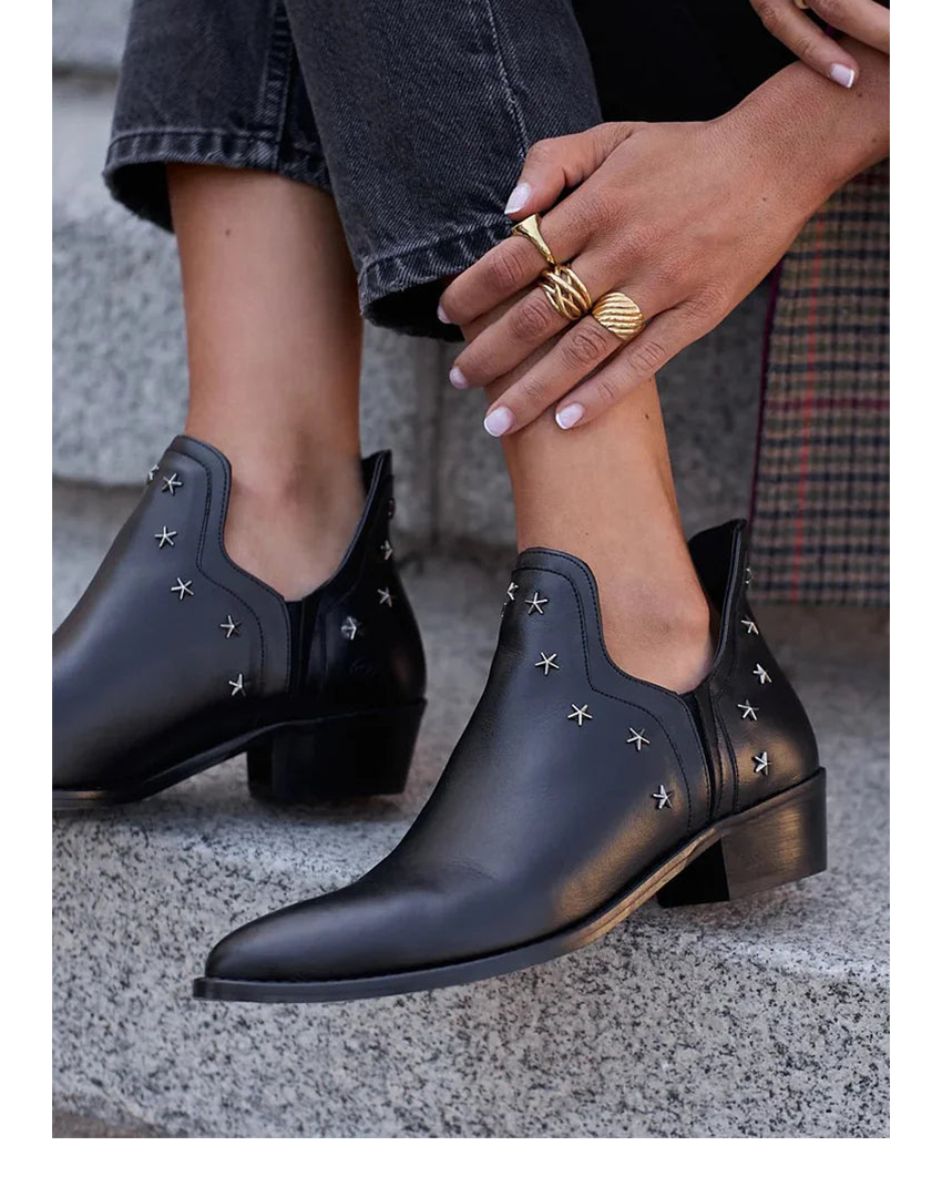 Block Heel Ankle Boots for Women | Studded Warm Winter Style