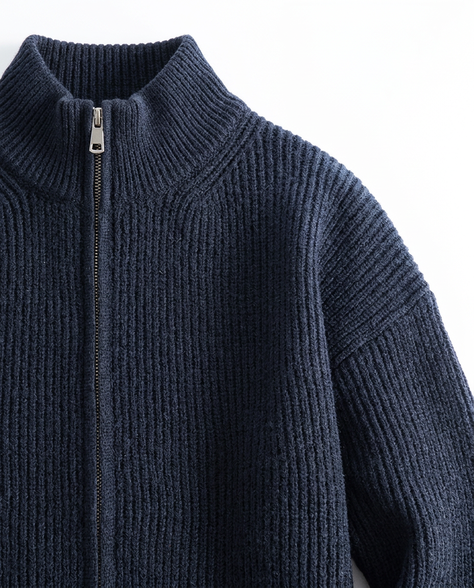 Autumn Ribbed Full-Zip Knit Sweater
