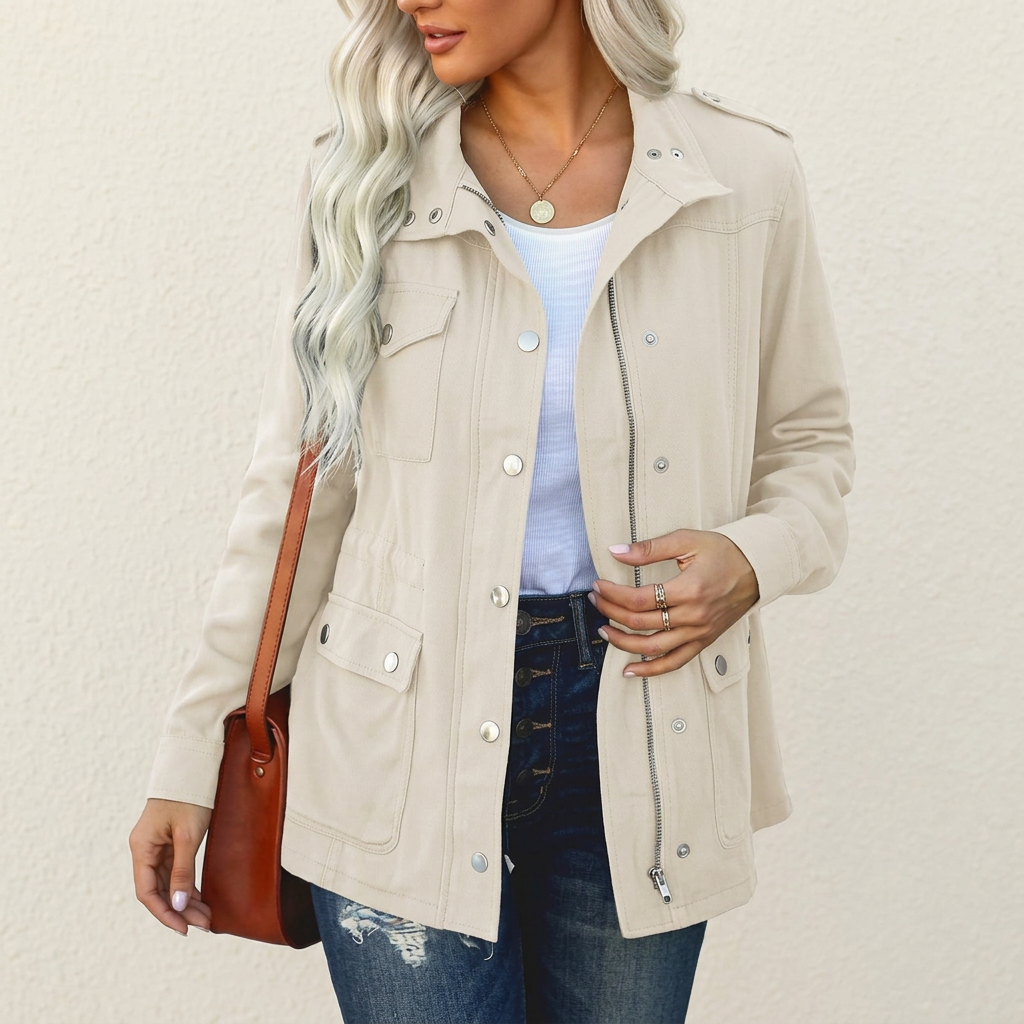 Classic Winter Jacket for Women | Side Zip Button Front Autumn Layering