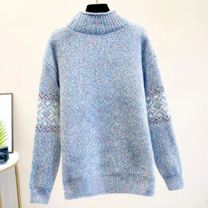 Pink Turtleneck Sweater for Women | Ribbed Autumn Layering