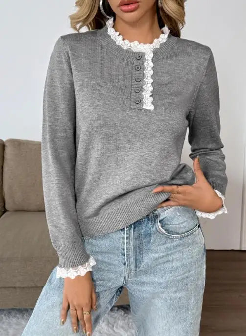 Cosy Sweater for Women | Pull On Button Front Cold Weather Ready