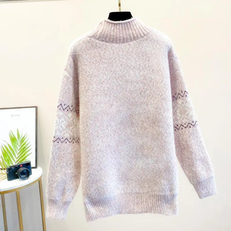 Pink Turtleneck Sweater for Women | Ribbed Autumn Layering