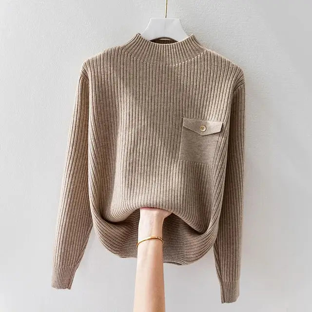 Turtleneck Sweater for Women | Ribbed Button Front Autumn Layering