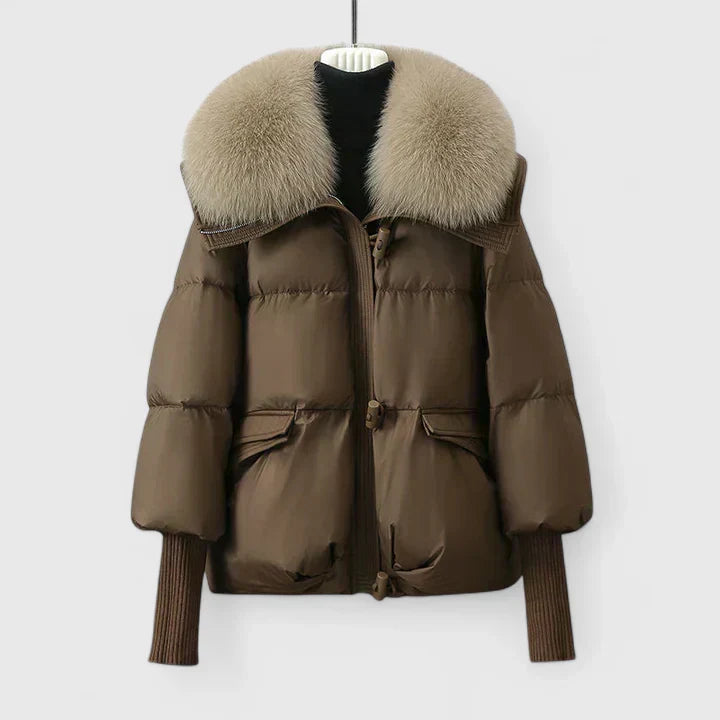 Faux Fur Winter Jacket for Women | Ribbed Button Front Autumn Layering