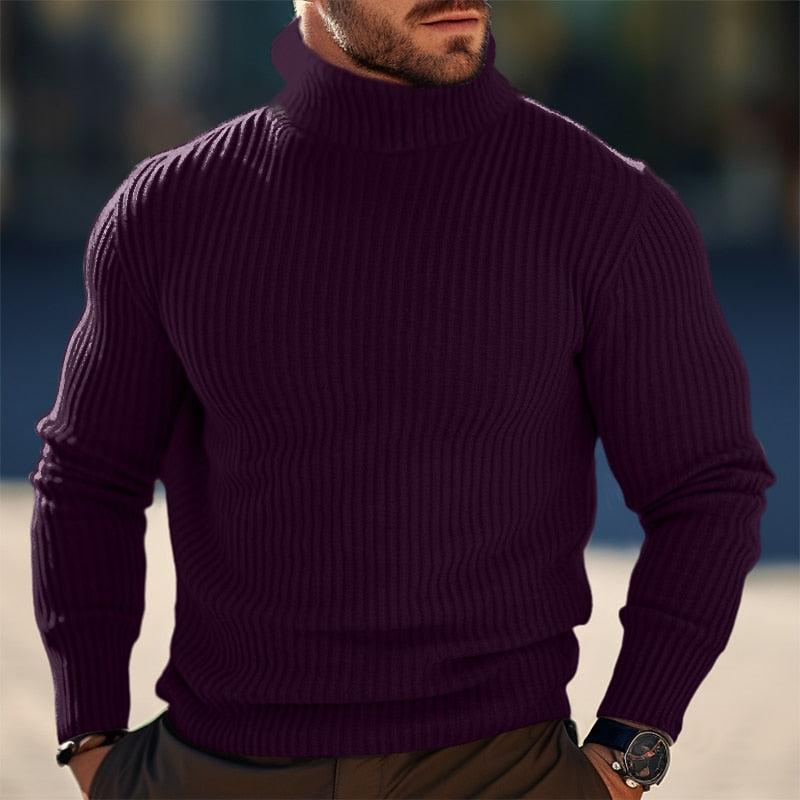 Turtleneck Sweater for Men | Ribbed Autumn Layering