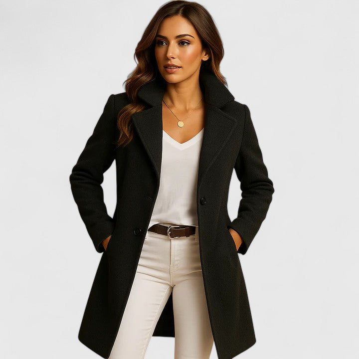 Warm Winter Coat for Women | Button Front Lapel Collar Autumn Layering