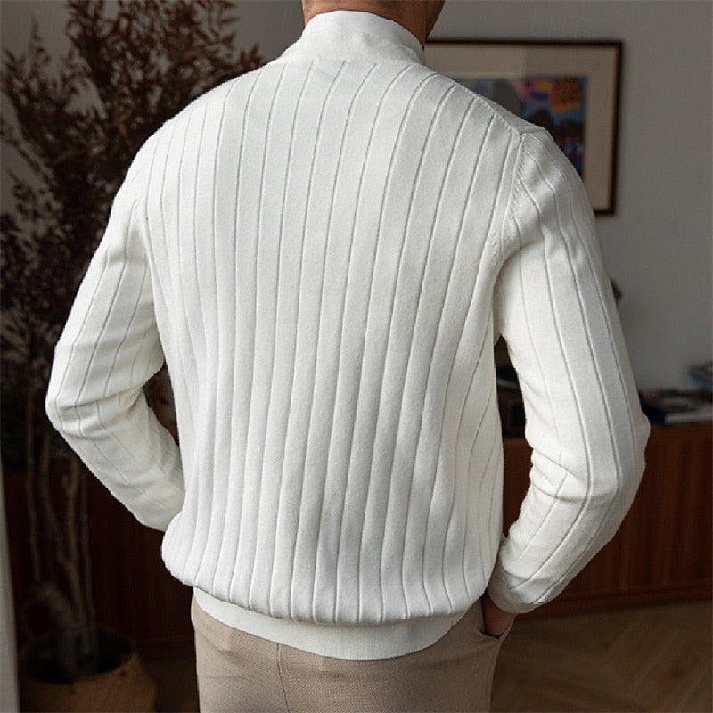 Button Front Cardigan for Men | Ribbed V Neck Cosy Winter Style