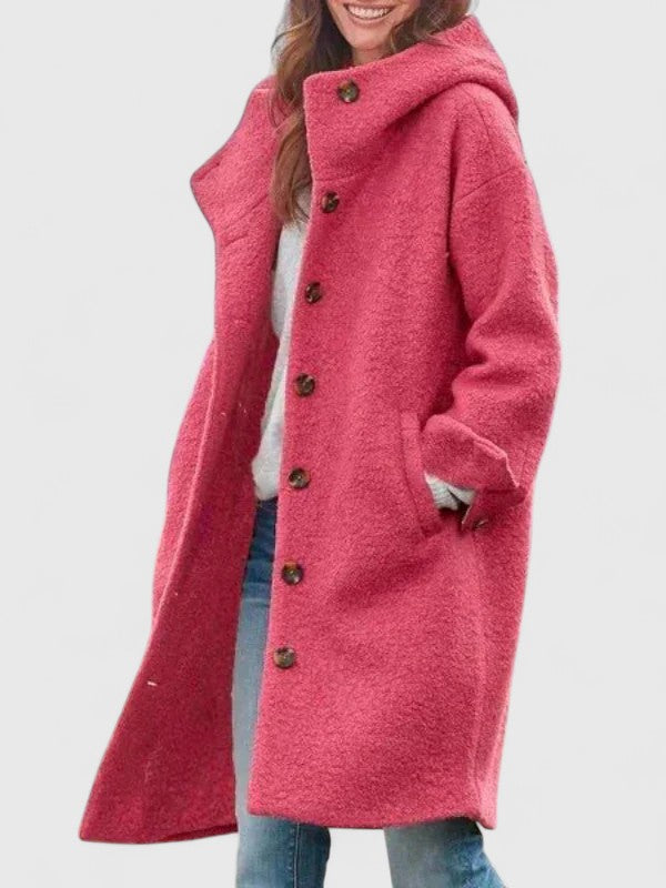 Hooded Winter Coat for Women | Button Front Cold Weather Ready