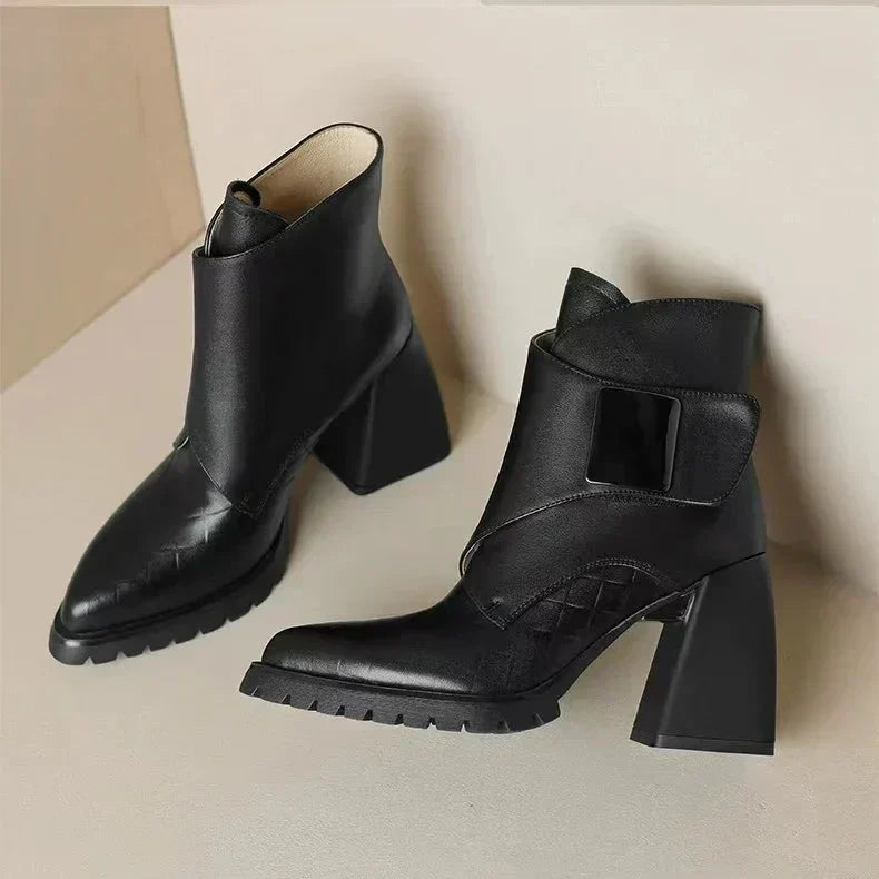 Block Heel Ankle Boots for Women | Round Toe Fall Booties