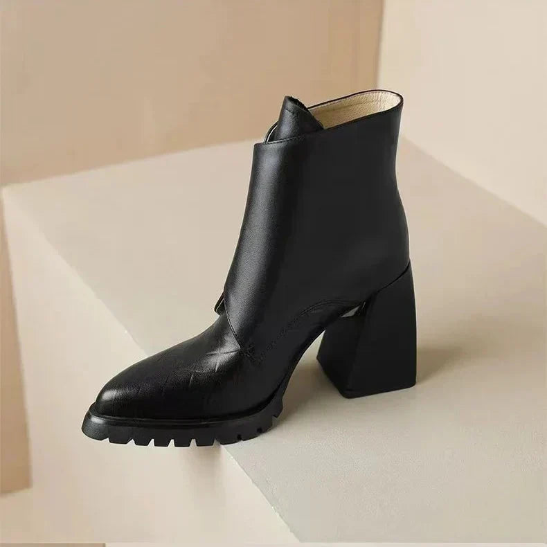 Block Heel Ankle Boots for Women | Round Toe Fall Booties