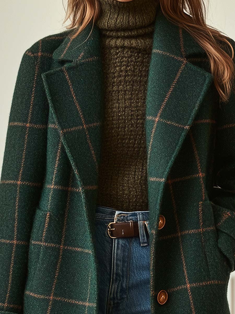 Wool Blend Winter Coat for Women | Lapel Collar Insulated Autumn Layering