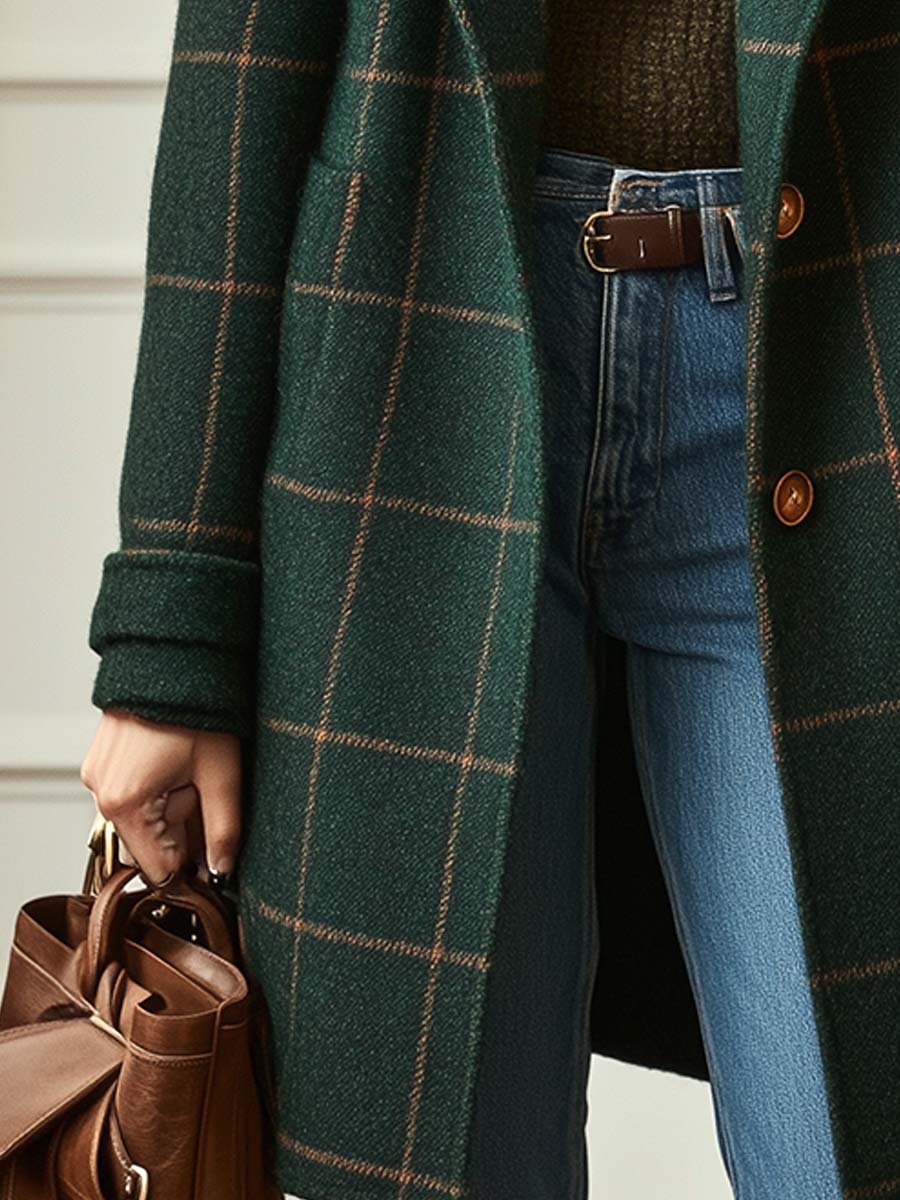 Wool Blend Winter Coat for Women | Lapel Collar Insulated Autumn Layering