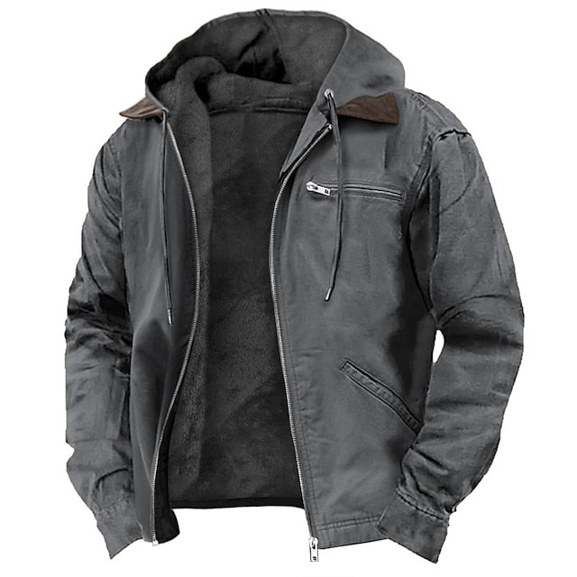 Hooded Winter Jacket for Men | Side Zip Drawstring Autumn Layering