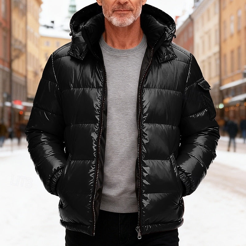 Hooded Puffer Jacket for Men | Side Zip Quilted Cosy Winter Style