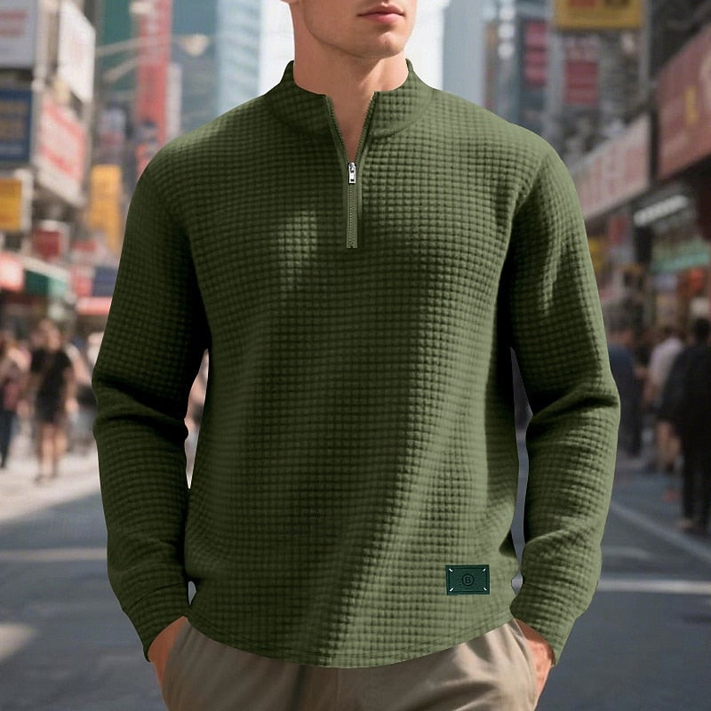Half Zip Sweatshirt for Men | Funnel Neck Warm Winter Layer