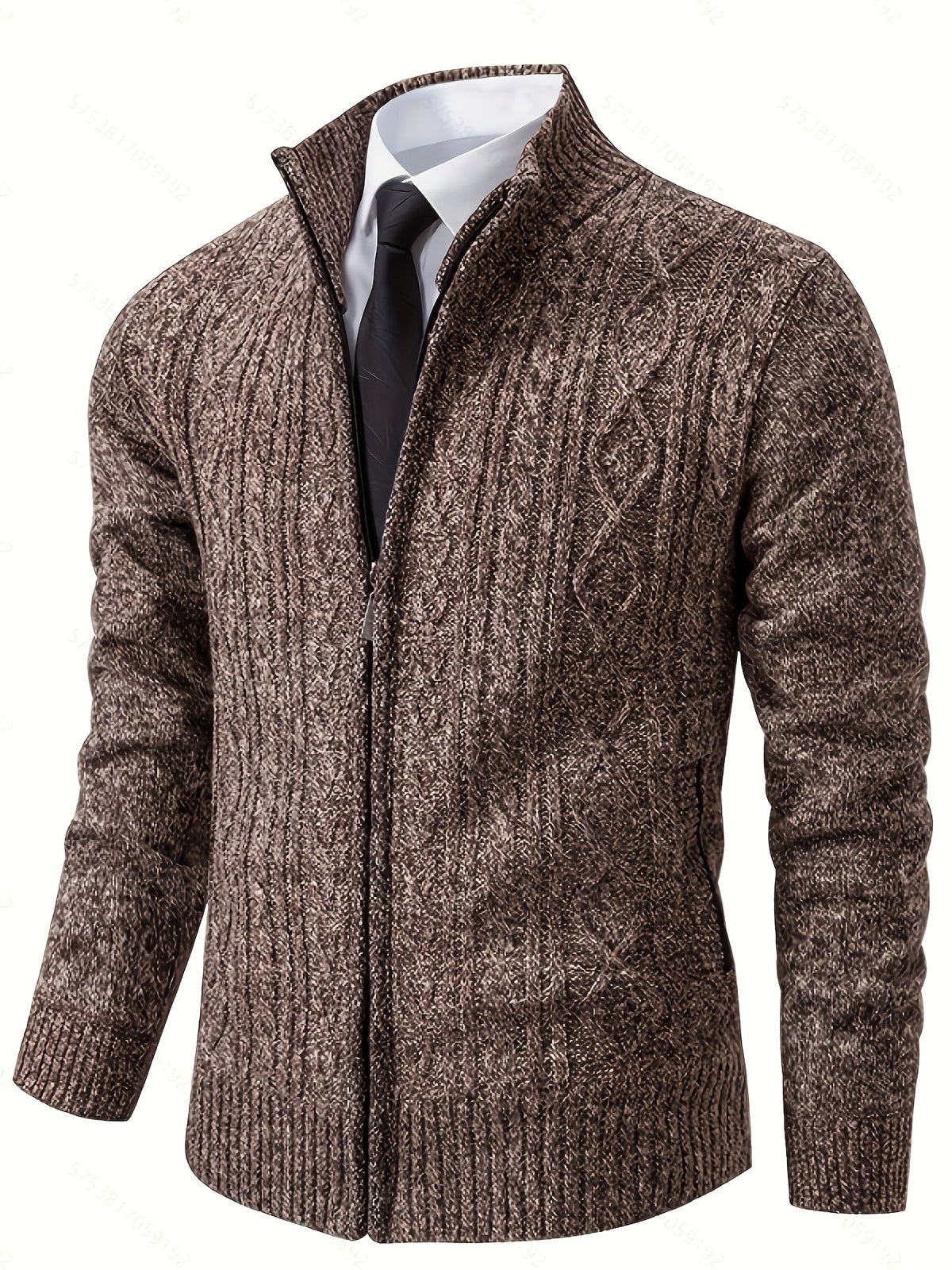 Insulated Cardigan for Men | Funnel Neck Full Zip Warm Winter Layer
