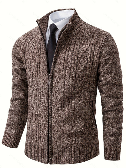 Insulated Cardigan for Men | Funnel Neck Full Zip Warm Winter Layer