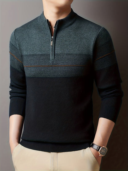 Half Zip Sweater for Men | Funnel Neck Autumn Layering