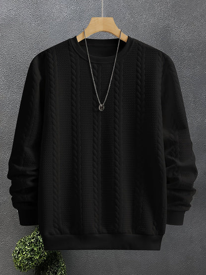 Insulated Sweatshirt for Men | Ribbed Crew Neck Warm Winter Layer