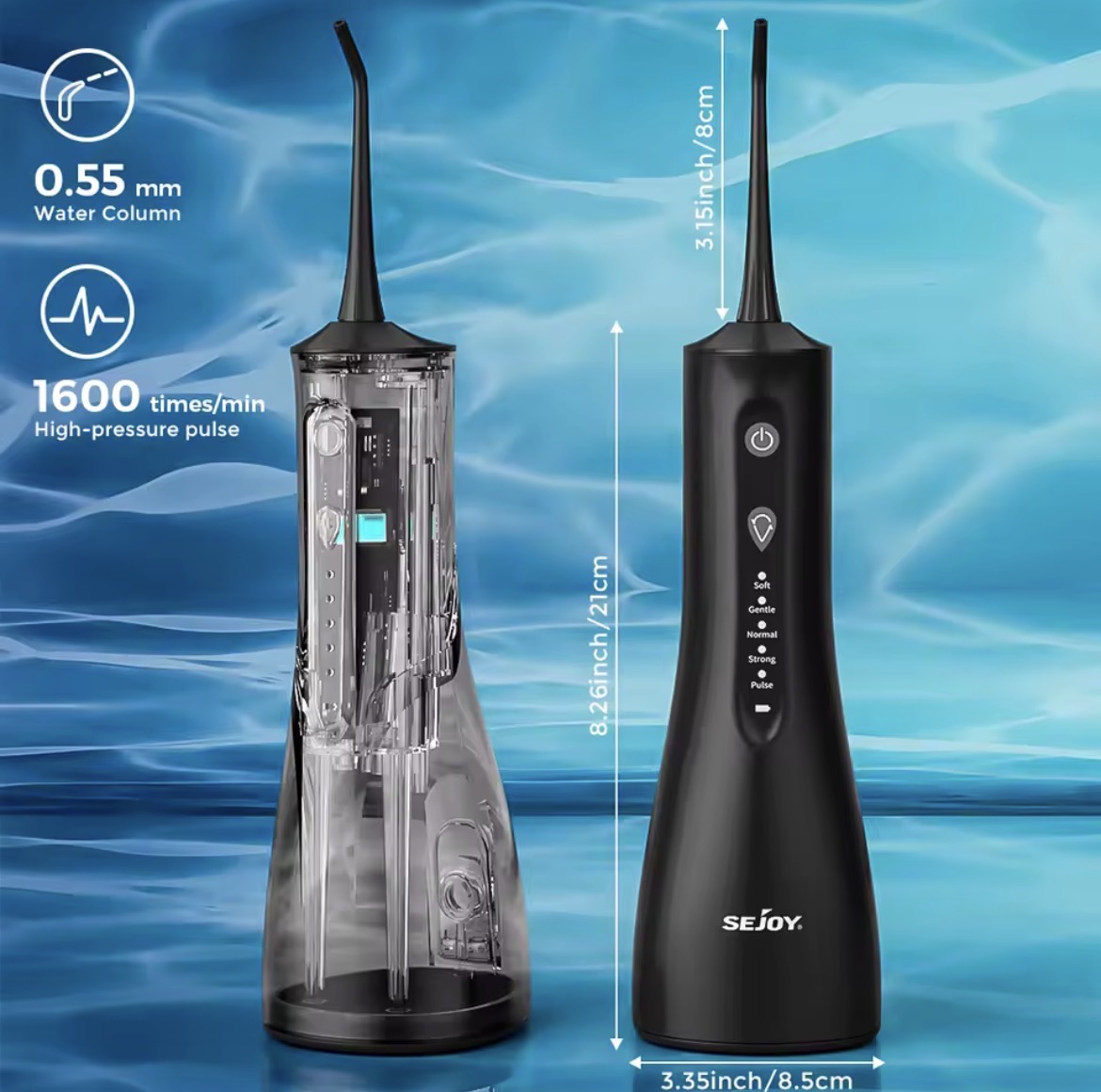 VERIDZ Professional Water Flosser – Electric Dental Cleaner for Teeth, Gums & Braces with 5 Pressure Settings and 5 Tips