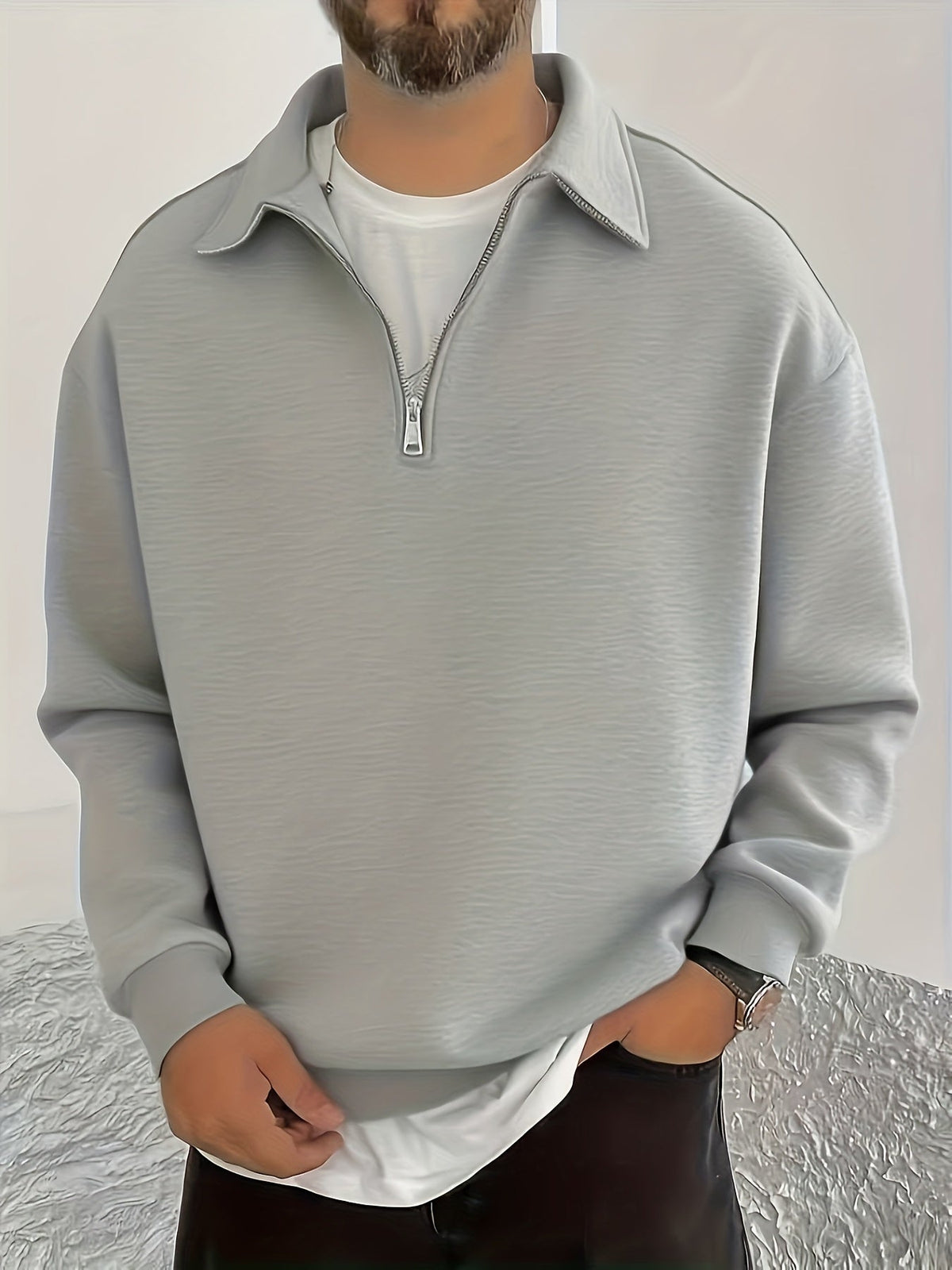 Oversized Sweatshirt for Men | Fleece Lined Half Zip Cosy Winter Style