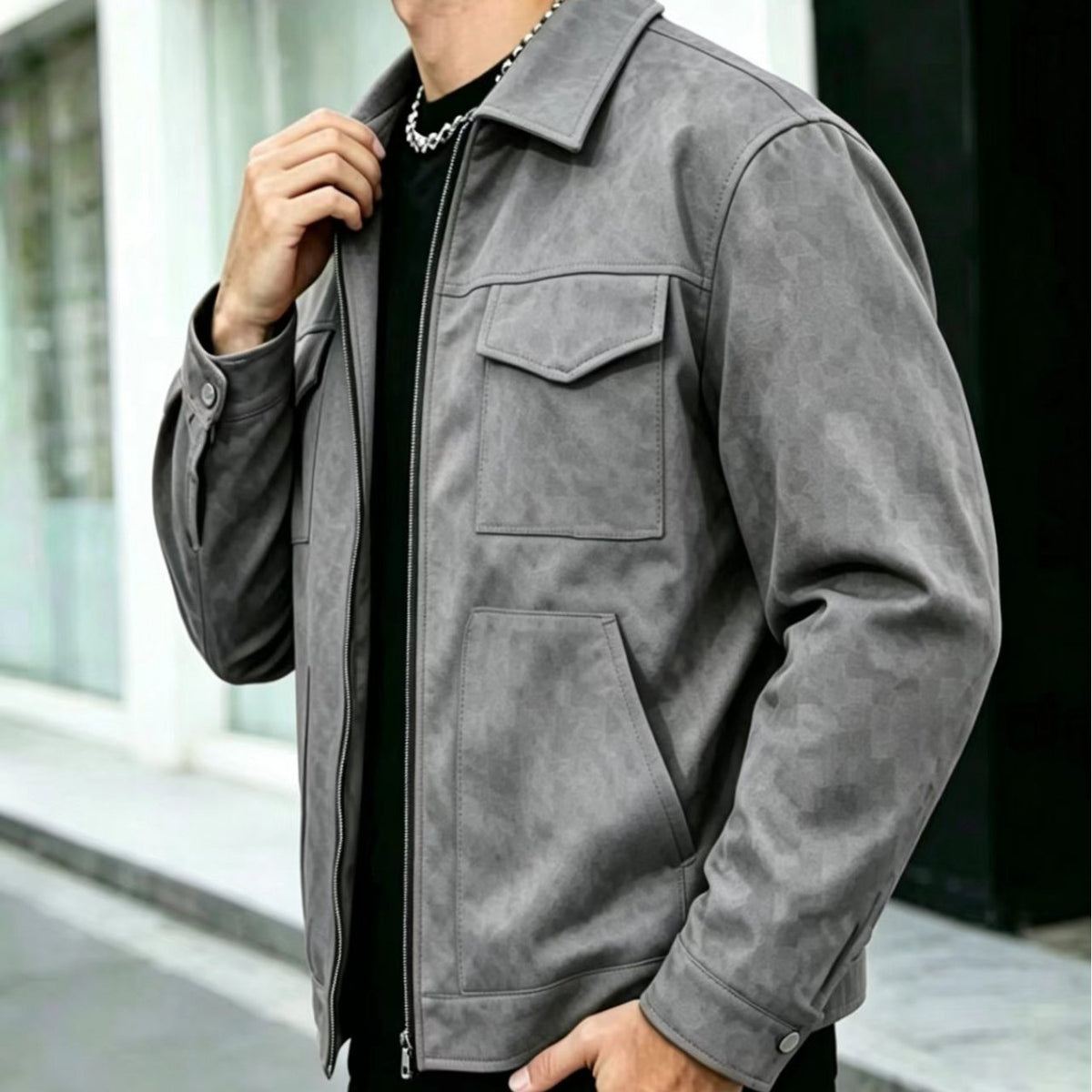 Classic Winter Jacket for Men | Lapel Collar Full Zip Autumn Layering