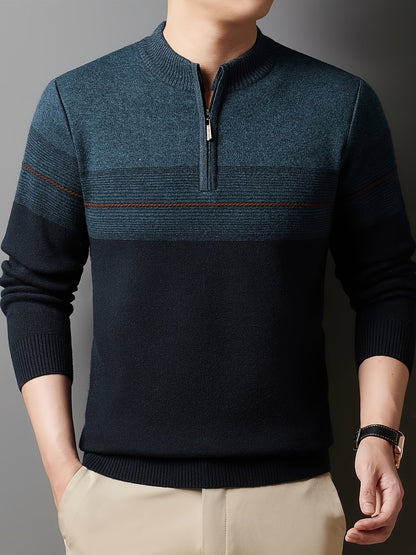Half Zip Sweater for Men | Funnel Neck Autumn Layering