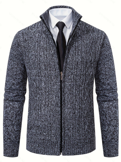 Insulated Cardigan for Men | Funnel Neck Full Zip Warm Winter Layer