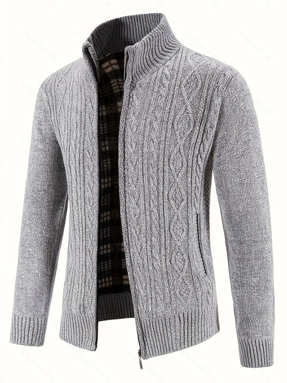 Insulated Cardigan for Men | Funnel Neck Full Zip Warm Winter Layer