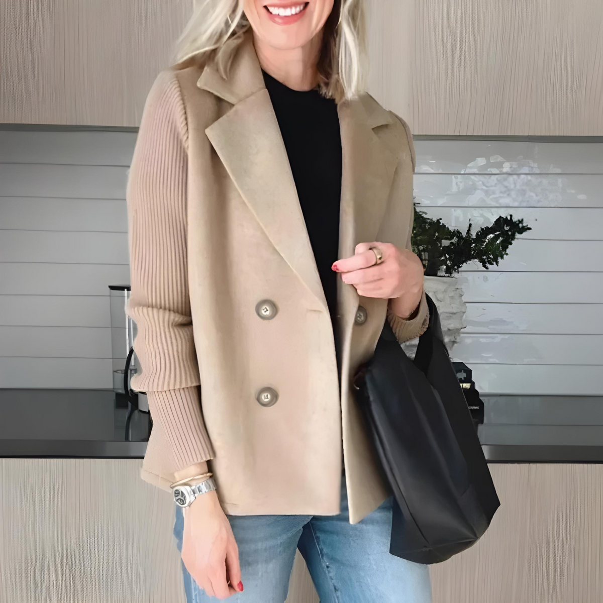 Classic Winter Coat for Women | Ribbed Button Front Cold Weather Ready