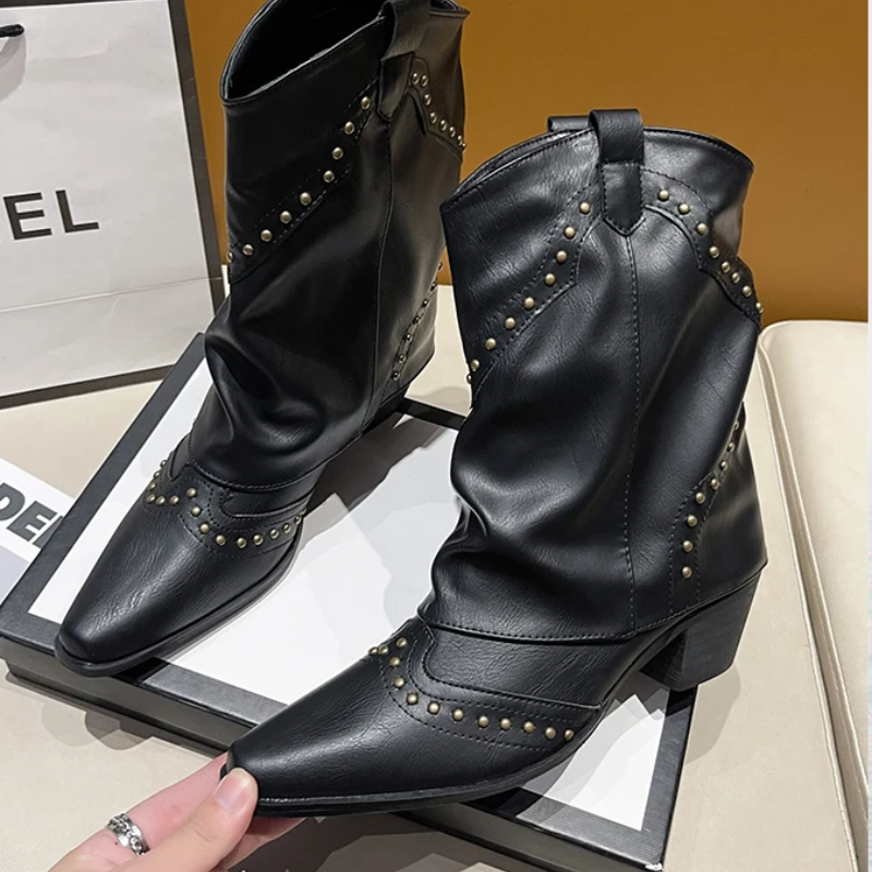Warm Ankle Boots for Women | Studded Flat Fall Booties