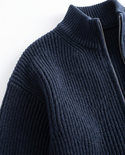 Autumn Ribbed Full-Zip Knit Sweater