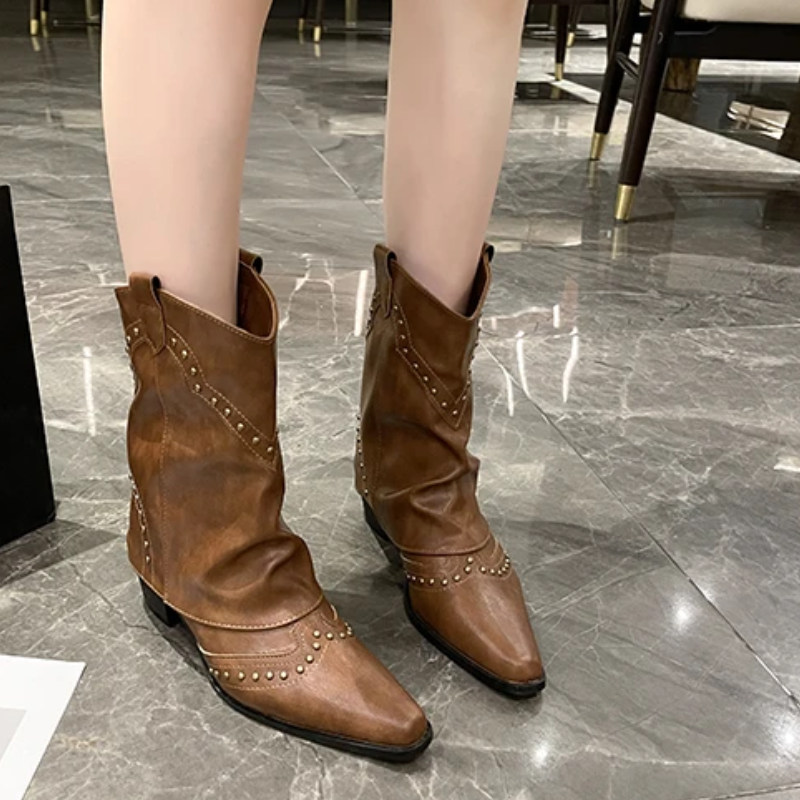 Warm Ankle Boots for Women | Studded Flat Fall Booties