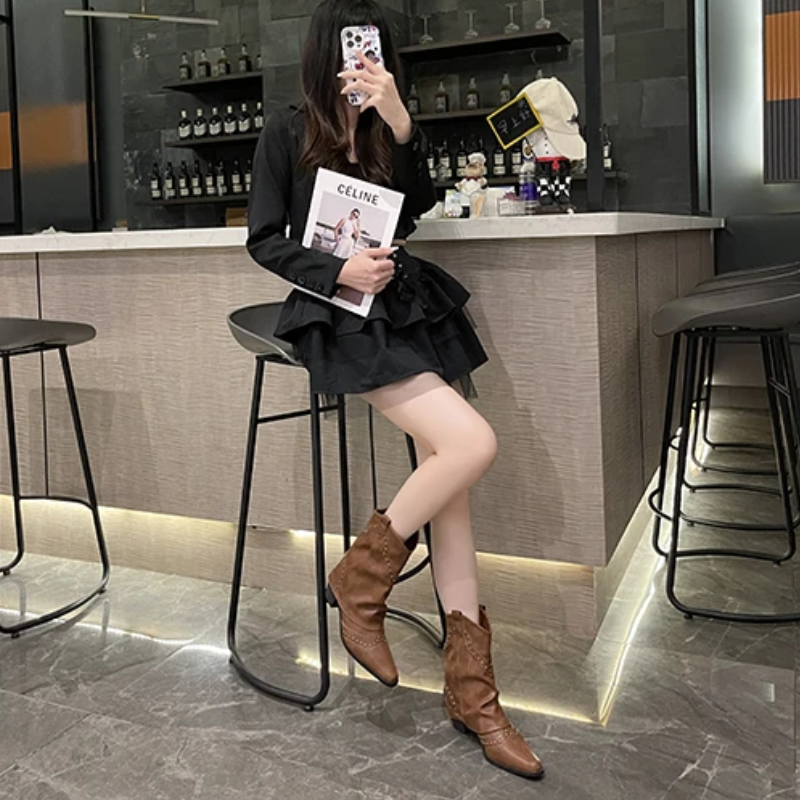 Warm Ankle Boots for Women | Studded Flat Fall Booties