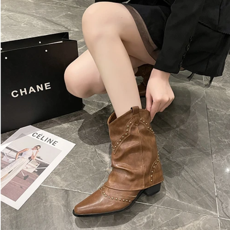 Warm Ankle Boots for Women | Studded Flat Fall Booties