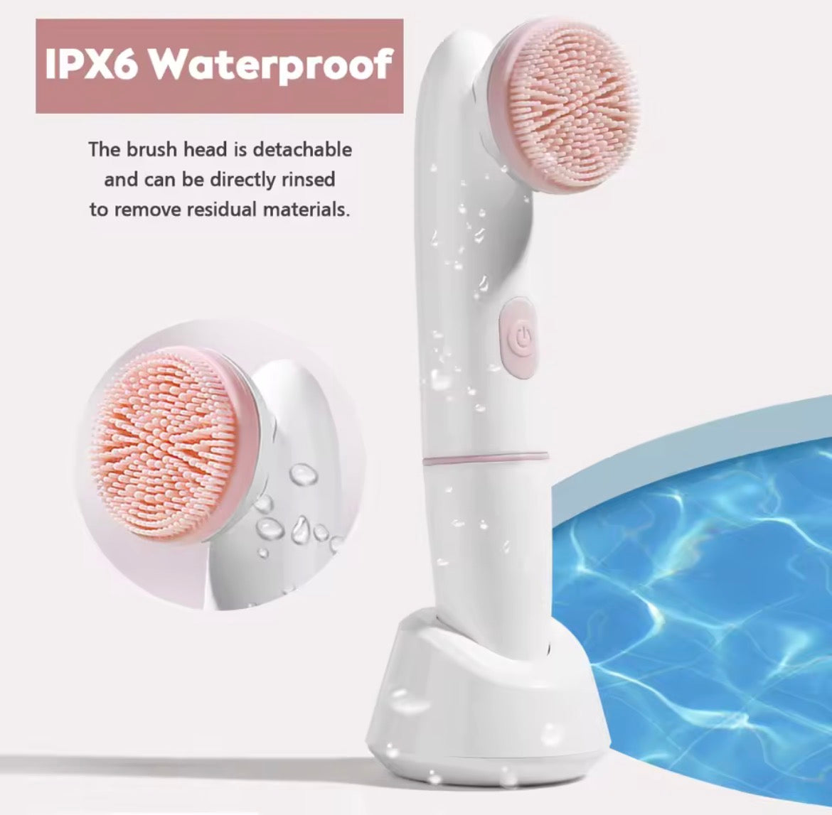 Electric Facial Cleanser Battery Powered Waterproof Vibrating Face Cleaning Brush 2 Speed Face Deep Washing Massaging Device