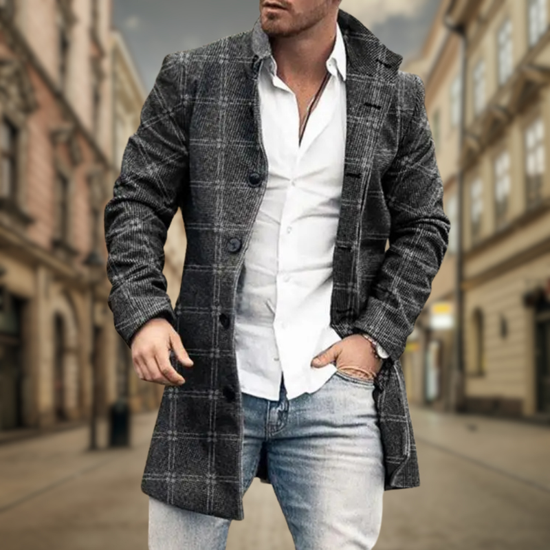 Longline Winter Coat for Men | Button Front Lapel Collar Autumn Layering