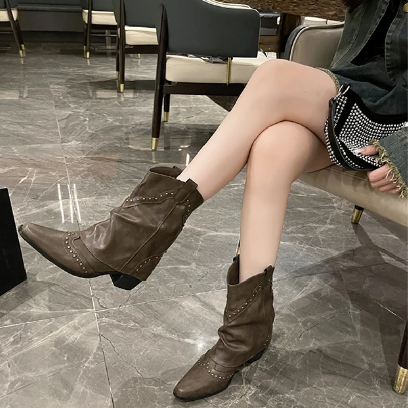 Warm Ankle Boots for Women | Studded Flat Fall Booties