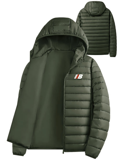 Hooded Puffer Jacket for Men | Quilted Ribbed Winter Outerwear