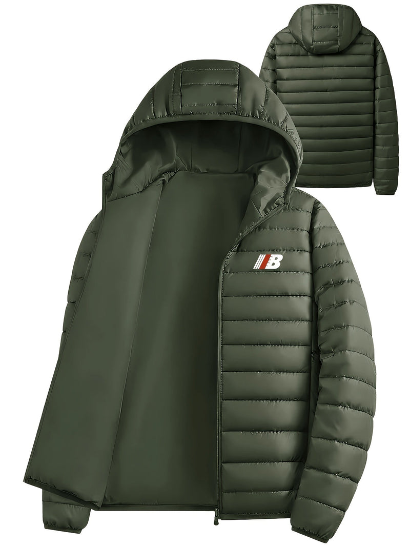 Hooded Puffer Jacket for Men | Quilted Ribbed Winter Outerwear