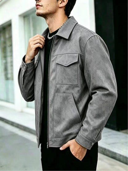 Classic Winter Jacket for Men | Lapel Collar Full Zip Autumn Layering