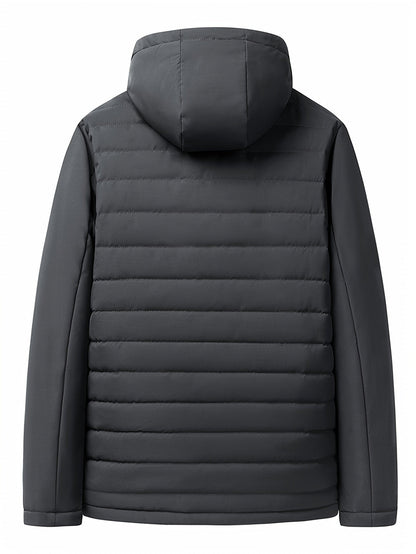Hooded Quilted Jacket for Men | Side Zip Cold Weather Ready