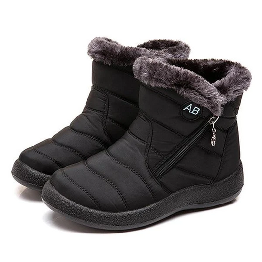 Quilted Ankle Boots for Women | Side Zip Round Toe Warm Winter Style