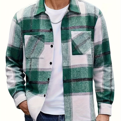 Plaid Shacket for Men | Button Front Warm Winter Layer