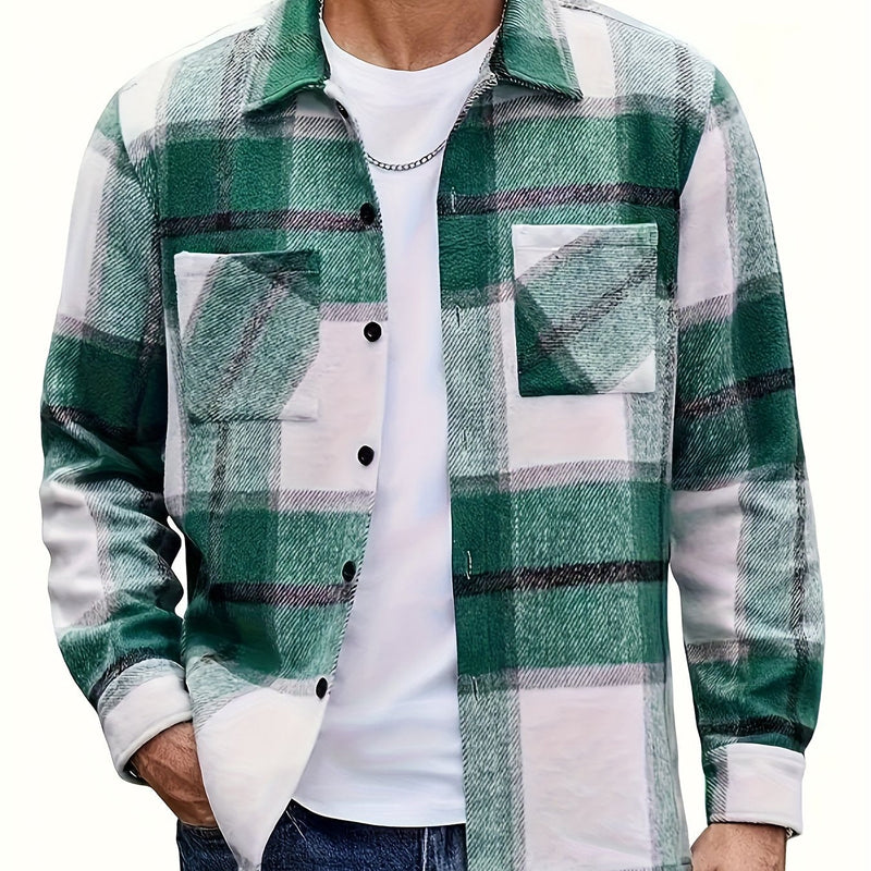 Plaid Shacket for Men | Button Front Warm Winter Layer