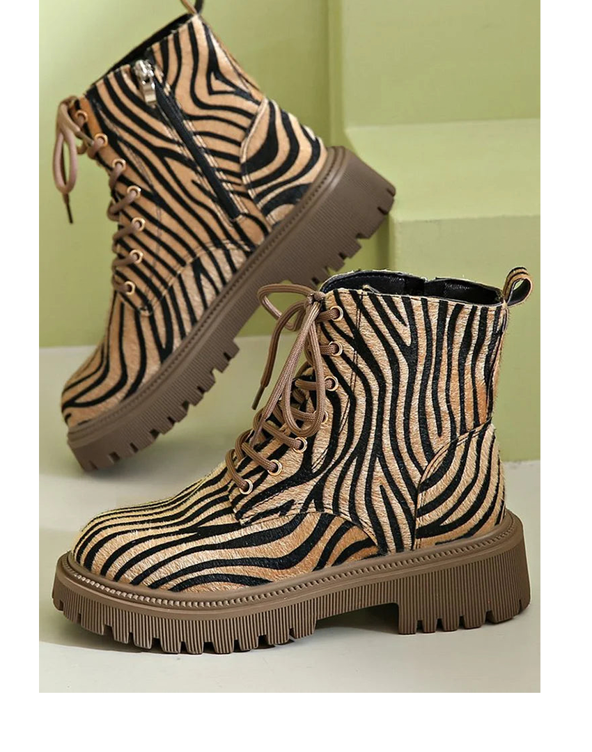 Animal Print Ankle Boots for Women | Side Zip Lace Up Fall Booties