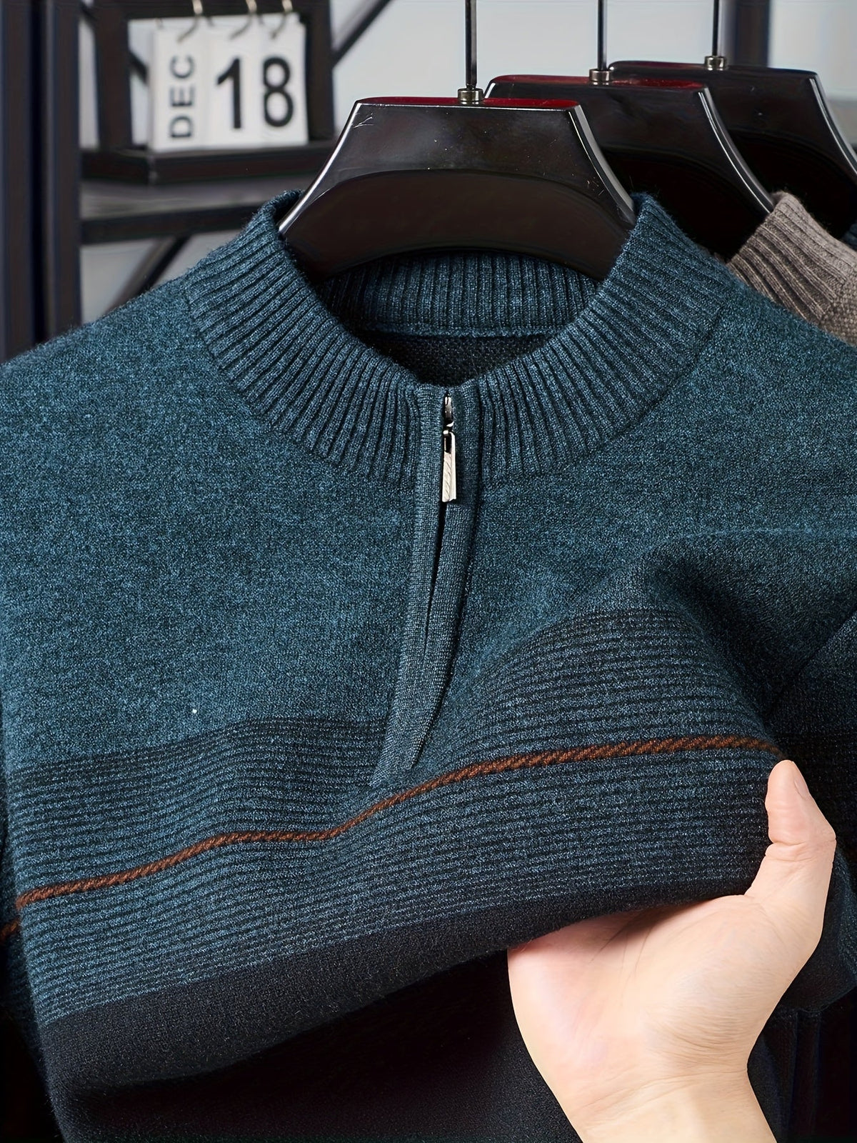 Half Zip Sweater for Men | Funnel Neck Autumn Layering