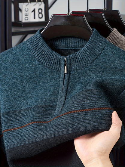 Half Zip Sweater for Men | Funnel Neck Autumn Layering