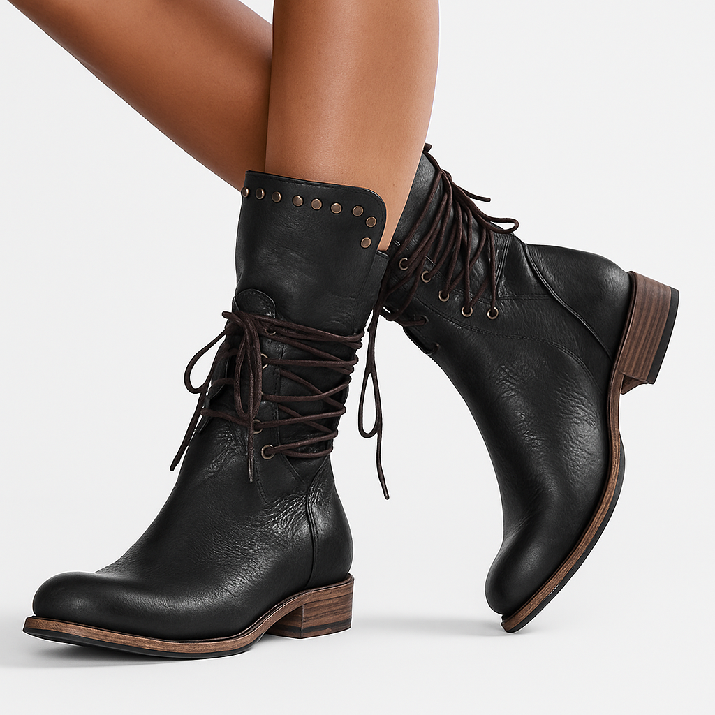 Everyday Ankle Boots for Women | Lace Up Studded Warm Winter Style